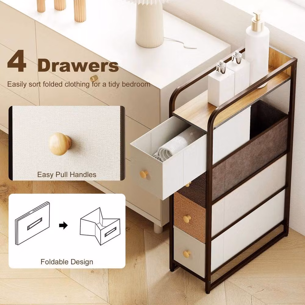 Kelvenix Multicolour Chest of Drawers with Metal and Wood Frame – 3