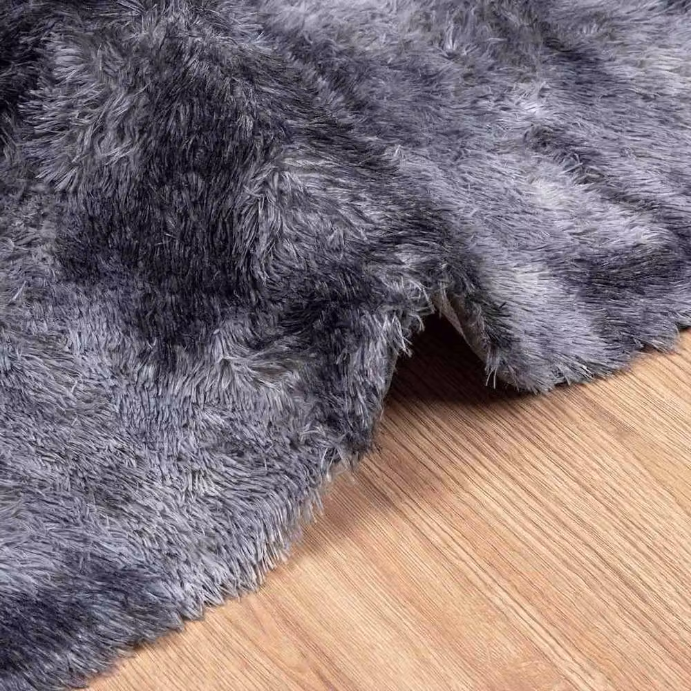 Berkfield Home NAVARRA Shaggy High Pile Rug, Dark Grey, W/D/H: 160 x 160 x 1 cm – 3