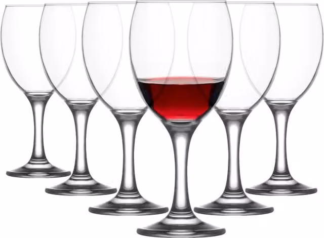 LAV Empire Wine Glasses, Clear, 340ml, Pack of 6