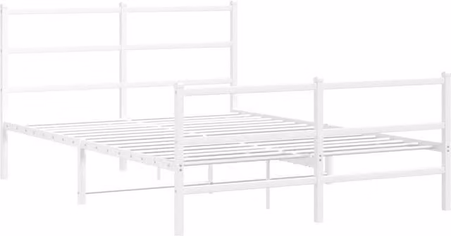 Berkfield Home Metal Bed Frame with Footboard, White, W/D/H: 140 x 200 x 90 cm