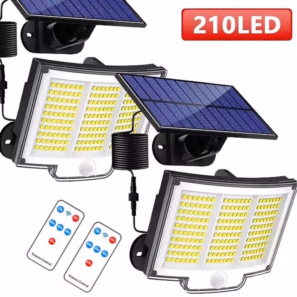 FLAVORA Solar Powered LED Outdoor Wall Security Floodlight with Motion and Dusk Sensors in Black – 2