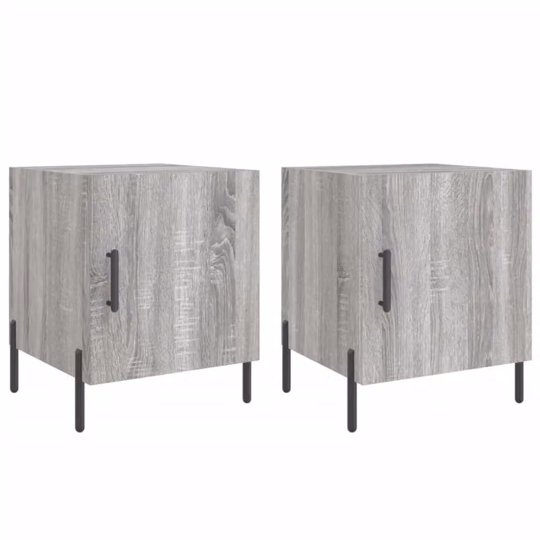 Berkfield Home Set of 2 Grey Sonoma Bedside Cabinets in Engineered Wood W/D/H: 40 x 40 x 50 cm