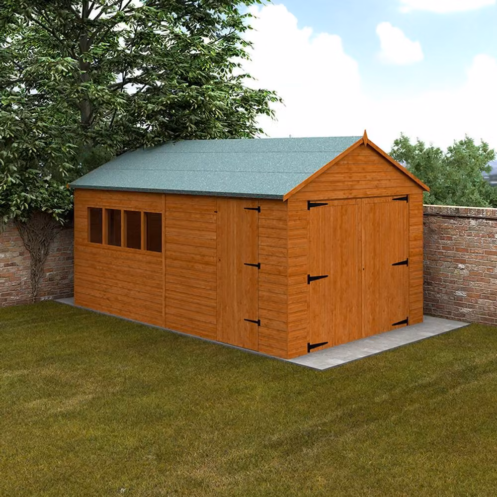 Buttercup Farm 16 x 10 Feet Garage Shed in Burnt Orange Solid Wood – 2