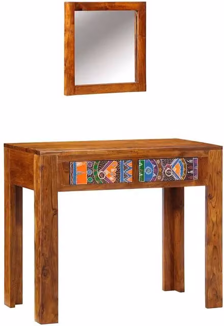 Berkfield Home Honey Brown Acacia Solid Wood Dressing Table with Mirror