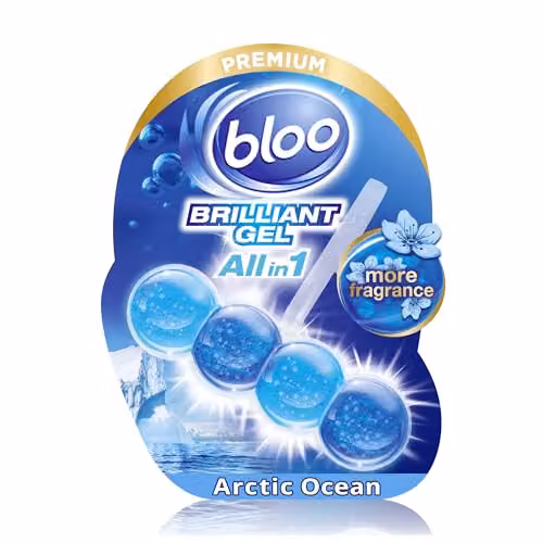 Bloo Brilliant Gel All in 1 Toilet Rim Block Cleaner, Arctic Ocean Fresh Scent, Blue and White – 1