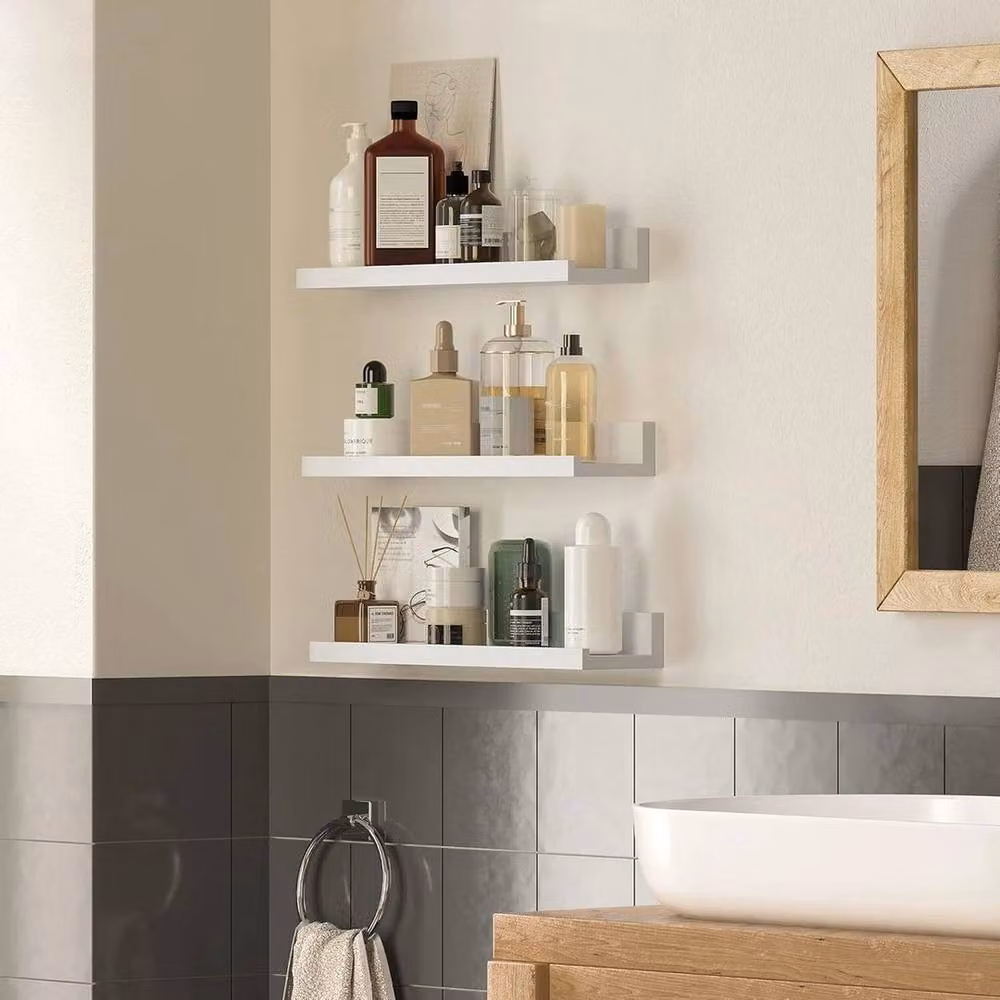 Kelvenix Set of 3 White Glossy Floating Wall Shelves – 2