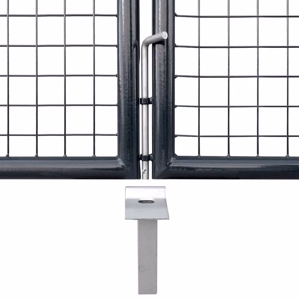 Berkfield Home Grey Galvanised Steel Mesh Swing Garden Gate, W: 400 cm, H: 150 cm – 3