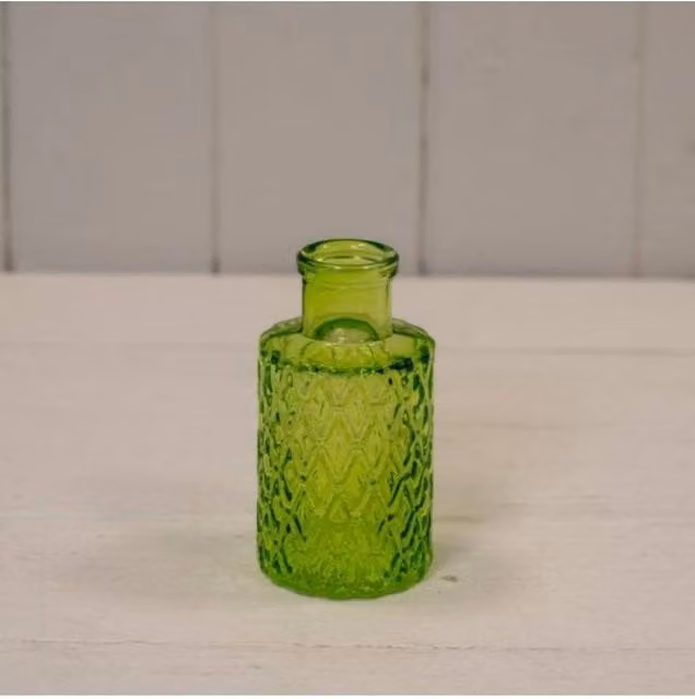 KDMD Emerald Green Geometric Glass Tabletop Bottle