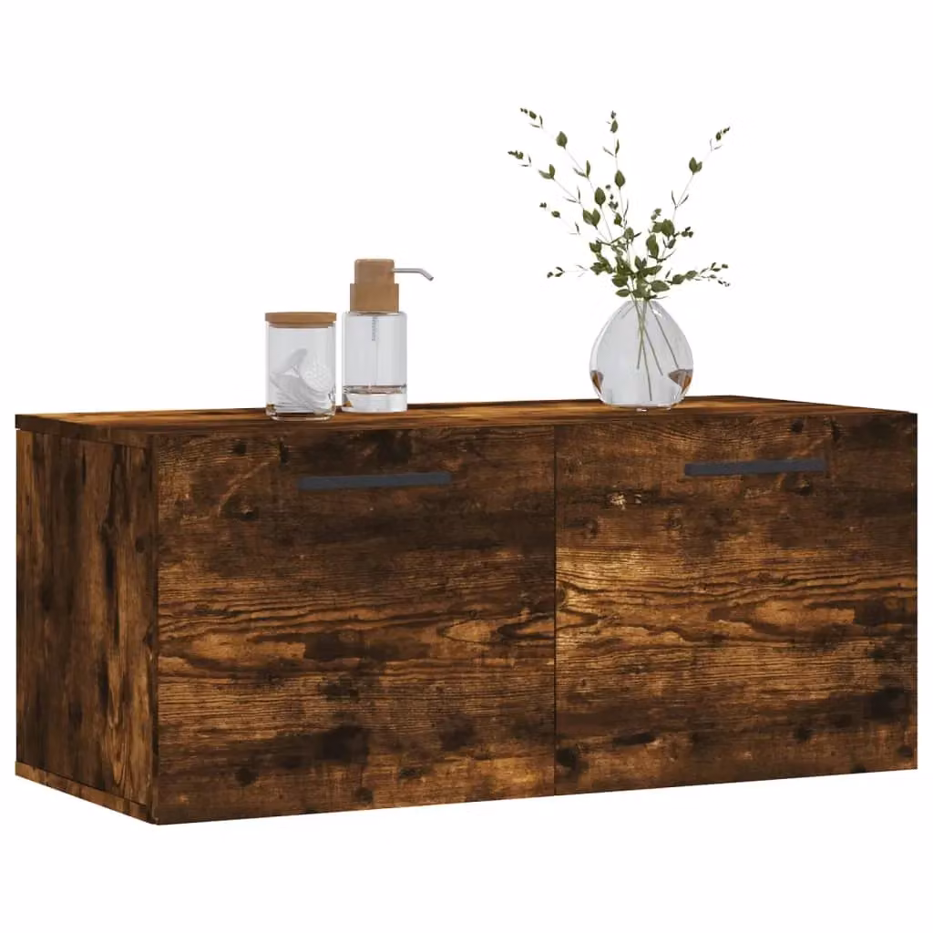 Berkfield Home Wall Mounted Smoked Oak Cabinet in Brown, W: 80 cm, D: 36.5 cm, H: 35 cm – 3