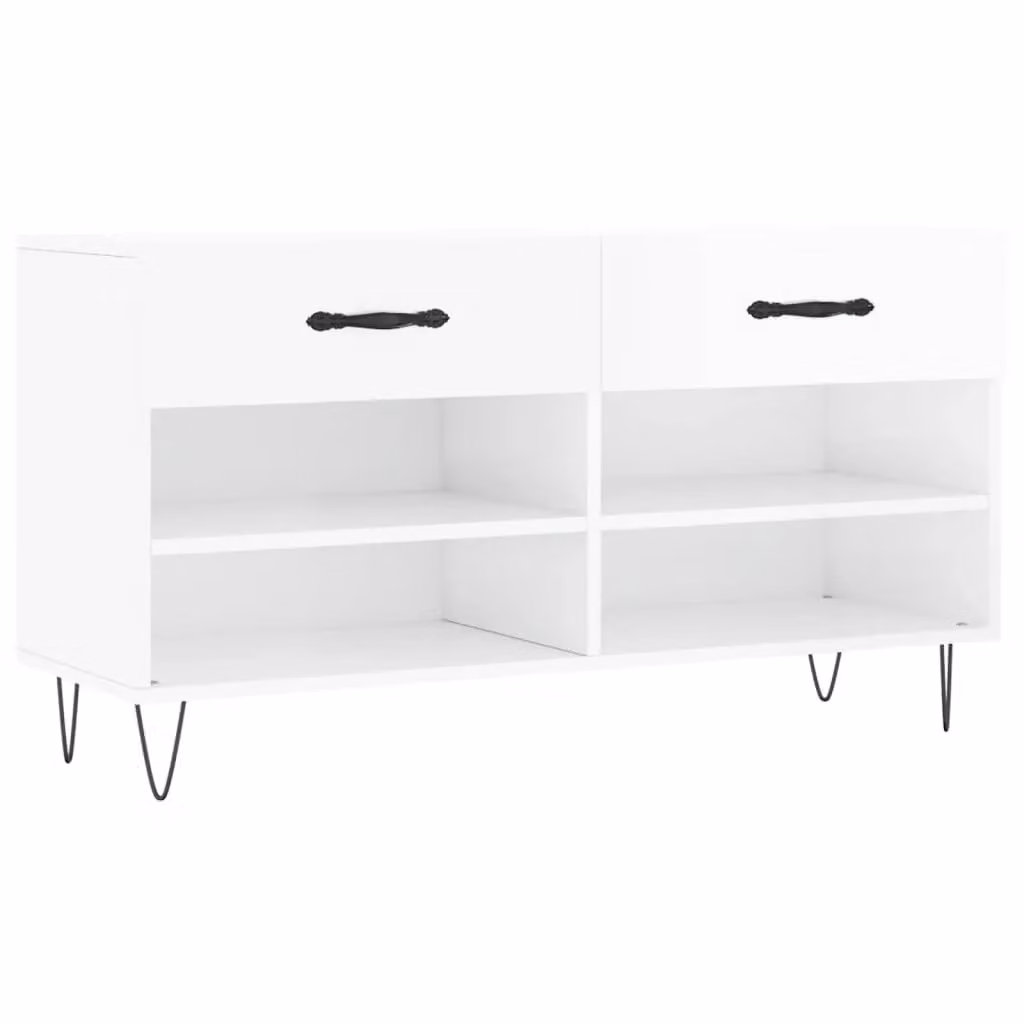 Berkfield Home High Gloss White Shoe Bench W/D/H: 102 x 35 x 55 cm – 2