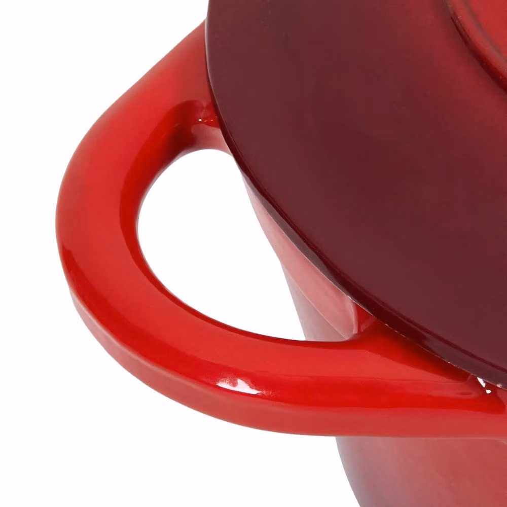 PAWNORA Red Oval Enamel Cast Iron Dutch Oven with Glass Lid Casserole Stockpot – 4