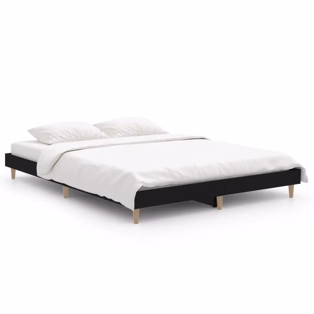 Berkfield Home Black Engineered Wood Bed Frame W: 140 cm, D: 190 cm – 2