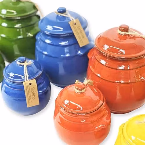 Verano Spanish Ceramics Selena Hand Dipped Glaze Ceramic Storage Jar with Lid, Yellow, Height: 23 cm – 3