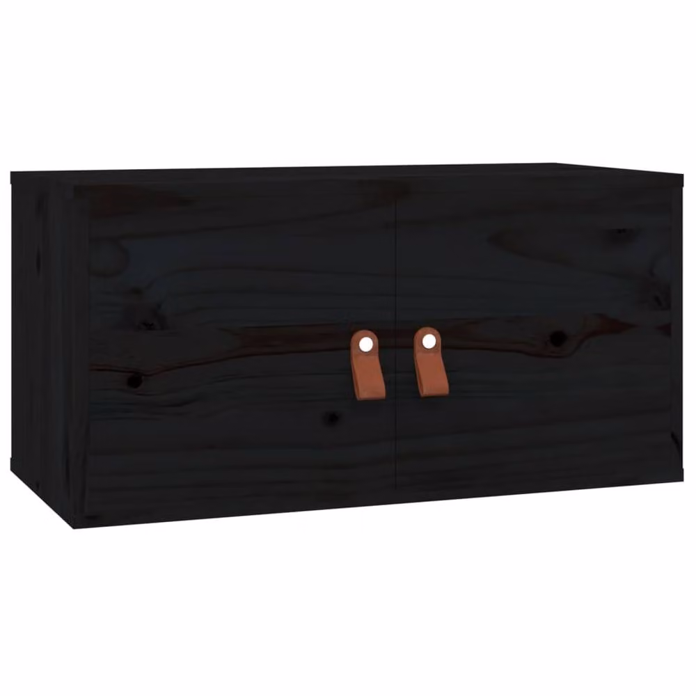Berkfield Home Set of 2 Rustic Black Solid Wood Pine Wall Cabinets, W/D/H: 60 x 30 x 30 cm – 3