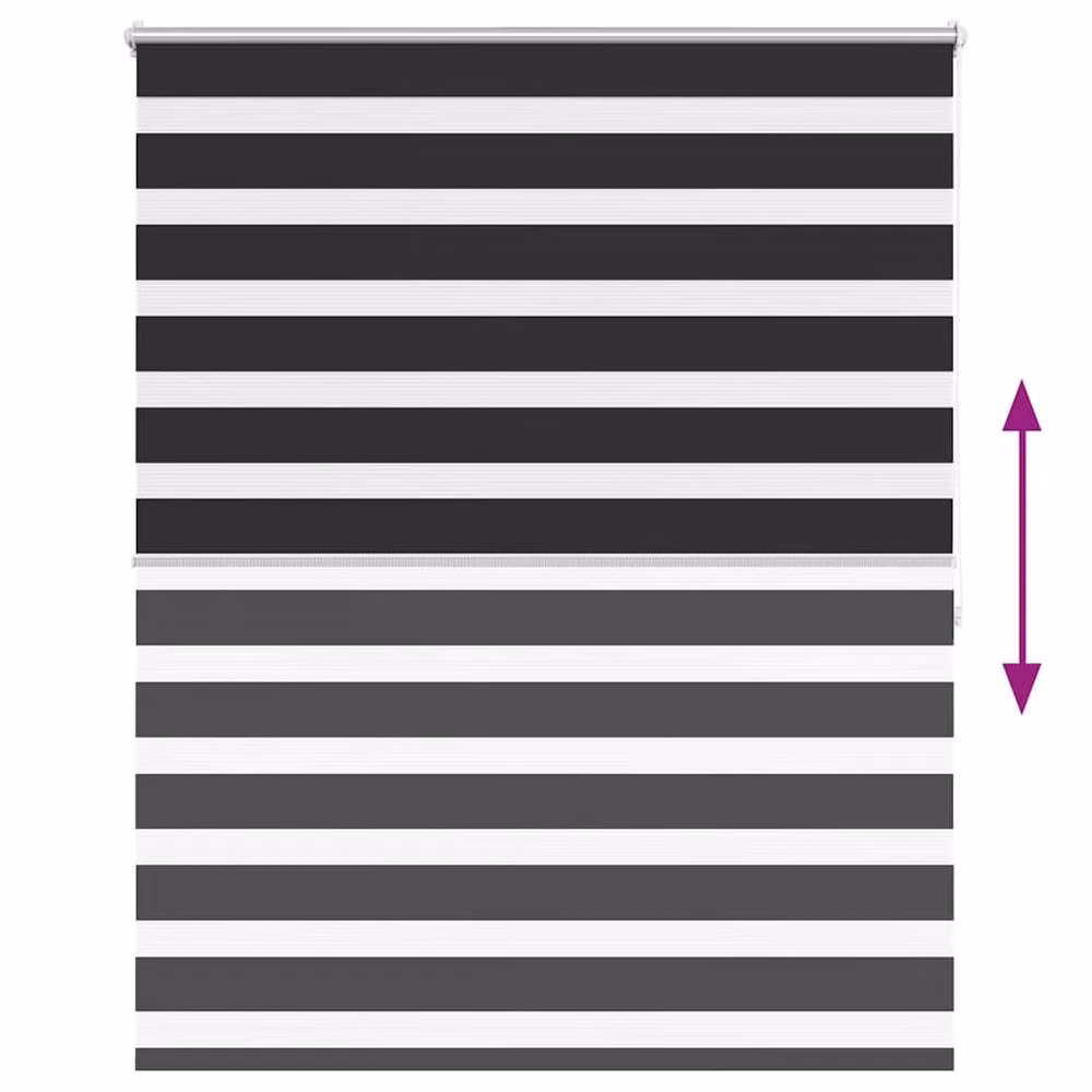 Berkfield Home Zebra Day and Night Blind in Black and White, W: 140 cm, H: 175 cm – 4