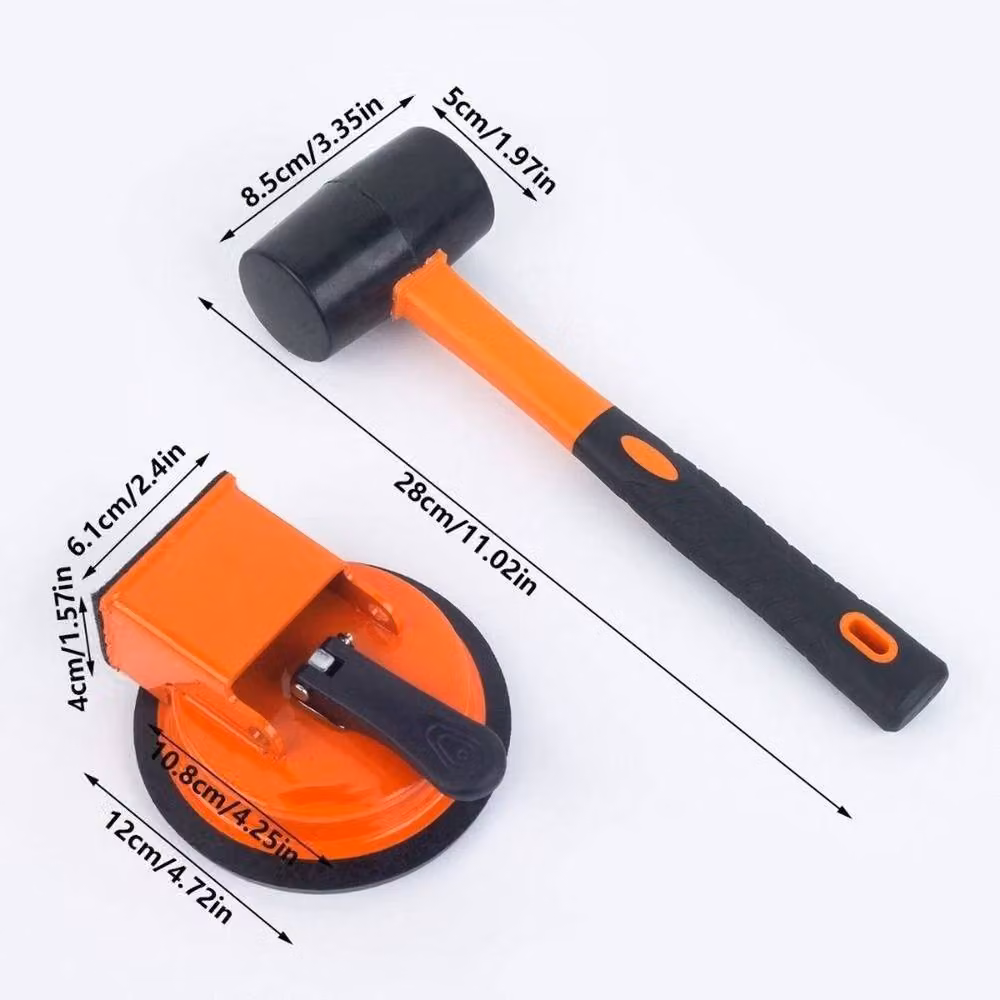 FLAVORA Heavy Duty Floor Gap Fixer Tool with Rubber Mallet in Orange, Steel and Iron, W: 52 cm – 4
