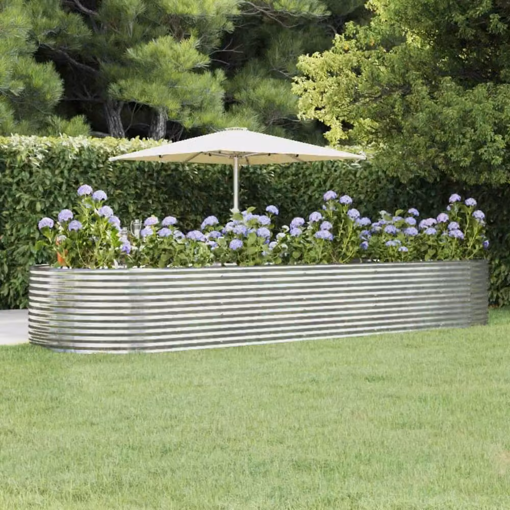 Berkfield Home Garden Silver Powder-coated Steel Raised Bed W: 447 cm, D: 140 cm, H: 68 cm – 2
