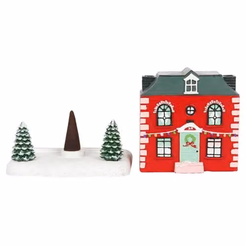 Something Different Christmas House Ceramic Incense Cone Tabletop Burner, Red, H13 x W13 x D12 cm – 2