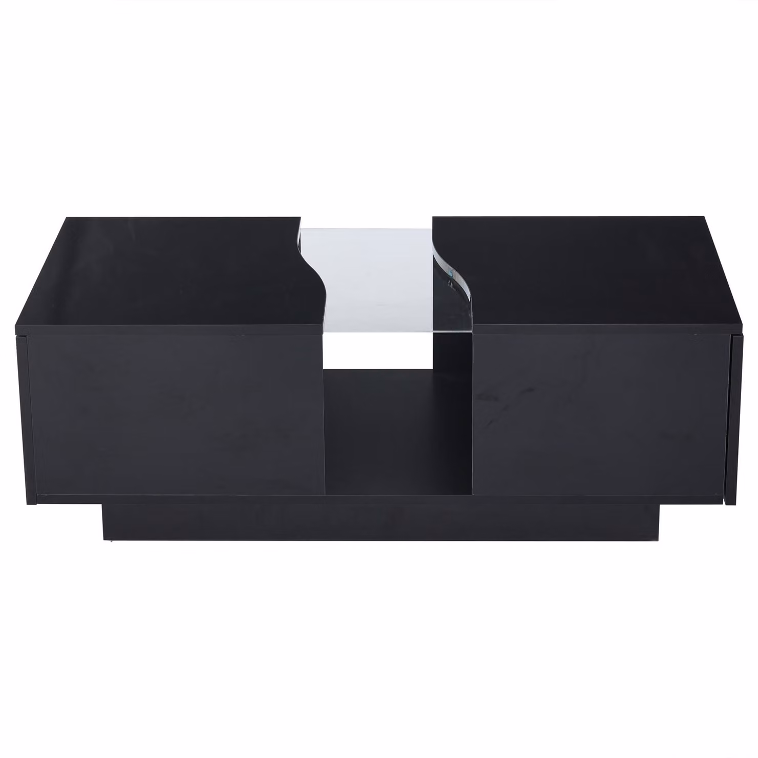Aosom UK Modern High Gloss Coffee Table with 2 Storage Drawers and Customisable LED Lights, Black, W: 100 cm, D: 50 cm, H: 35 cm – 2