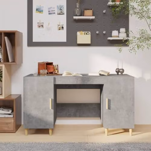 vidaXL Writing Desk in Grey, Engineered Wood, W/D/H: 140 x 50 x 75 cm – 2