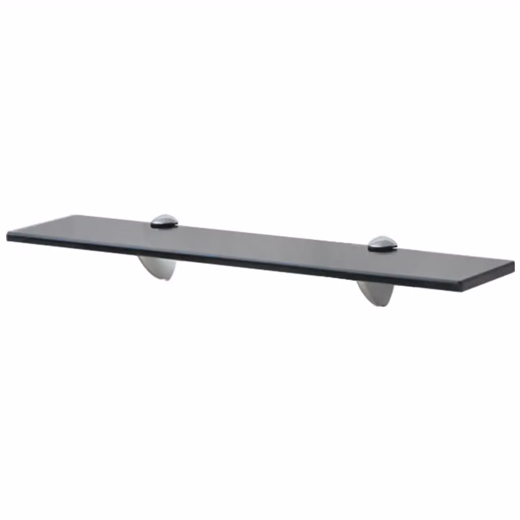 Berkfield Home Black Glass Floating Shelves, 2 Pack, W: 50 cm, D: 10 cm – 2