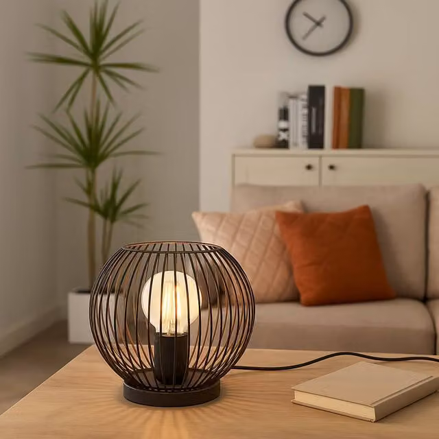 Eglo Almanzora Modern Metal Table Lamp in Black and Copper