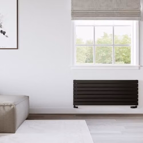 UK Radiators Typhoon Axis Black Horizontal Designer Double Panel Steel Radiator W: 120 cm, H: 47.6 cm – 3