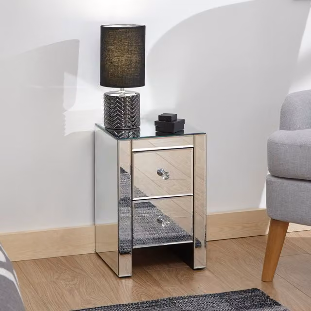 GFW Modern Mirrored Slim Chest in Silver, Width: 45 cm