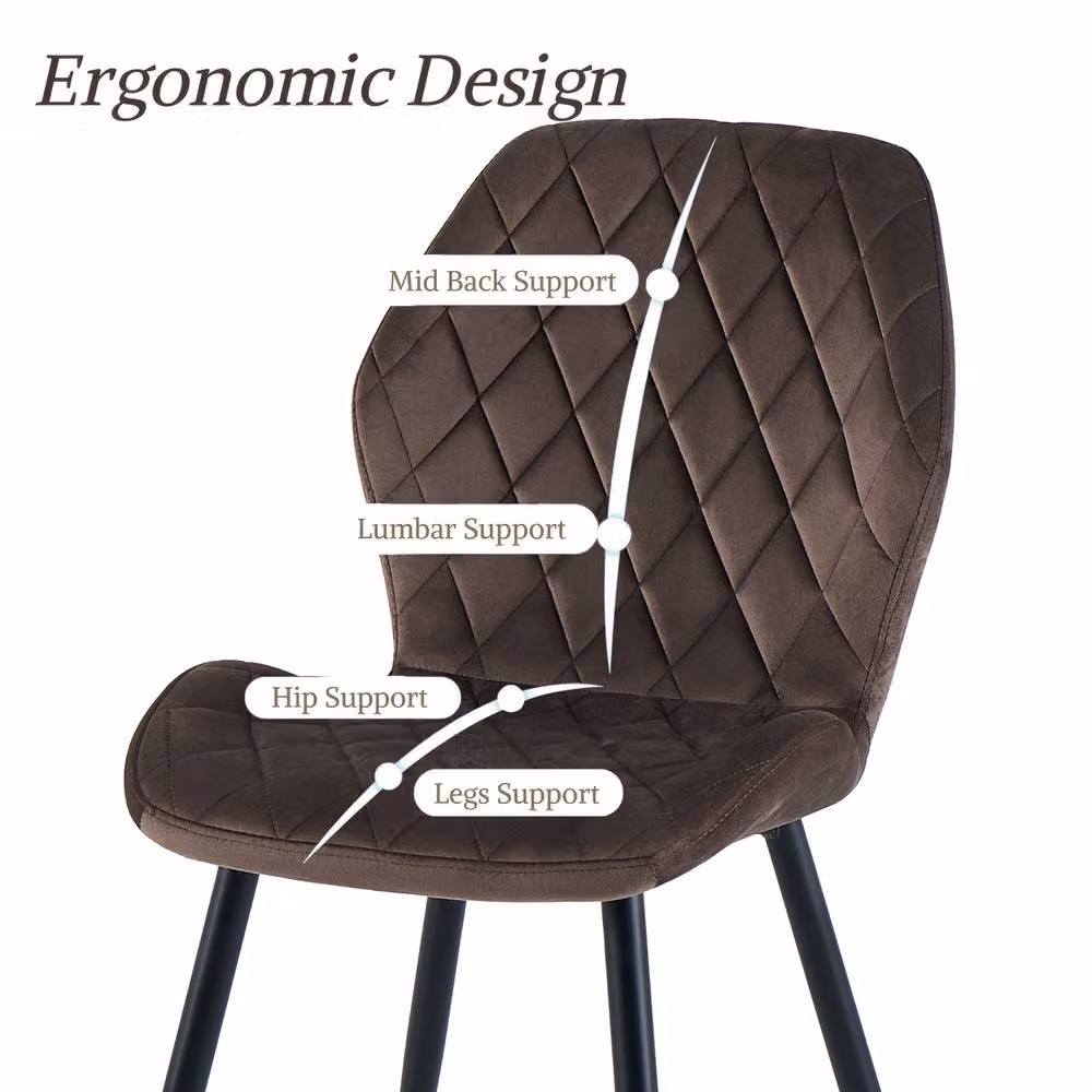 SONARA Modern Velvet Dining Chairs Set of 4 in Brown with Metal Legs – 4