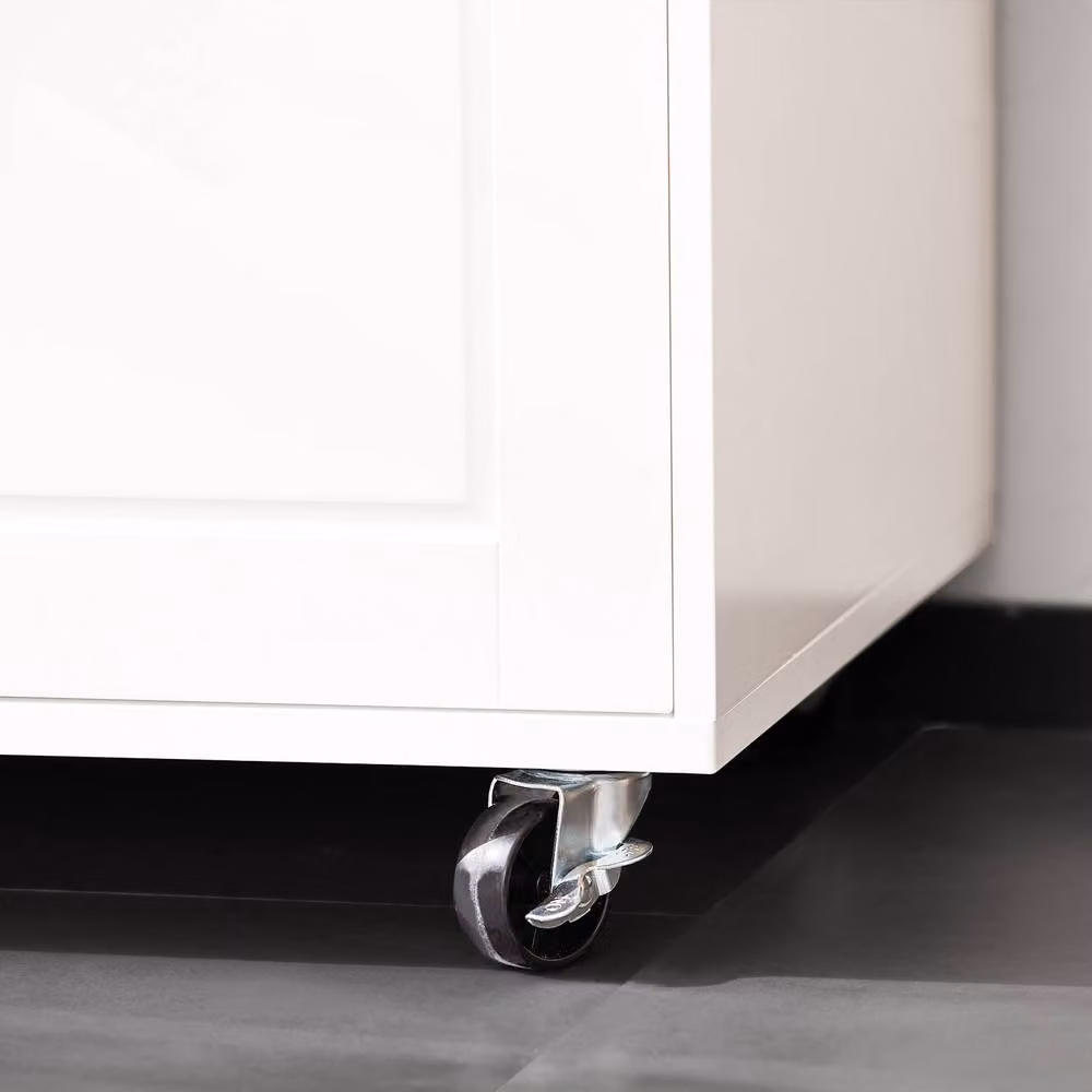 SoBuy White Rustic Kitchen Trolley with Glass Doors and Appliance Housing Unit – 5