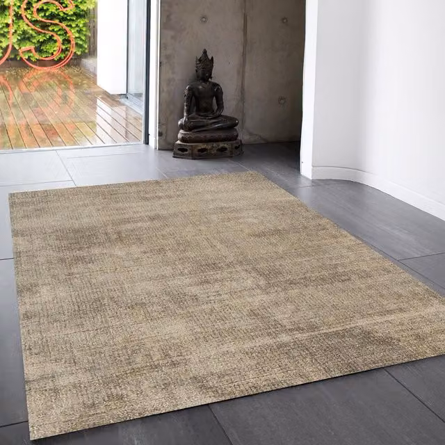 The Rug Shop UK Brown Plain Handmade Easy Care Rectangular Rug W: 240 cm, D: 340 cm