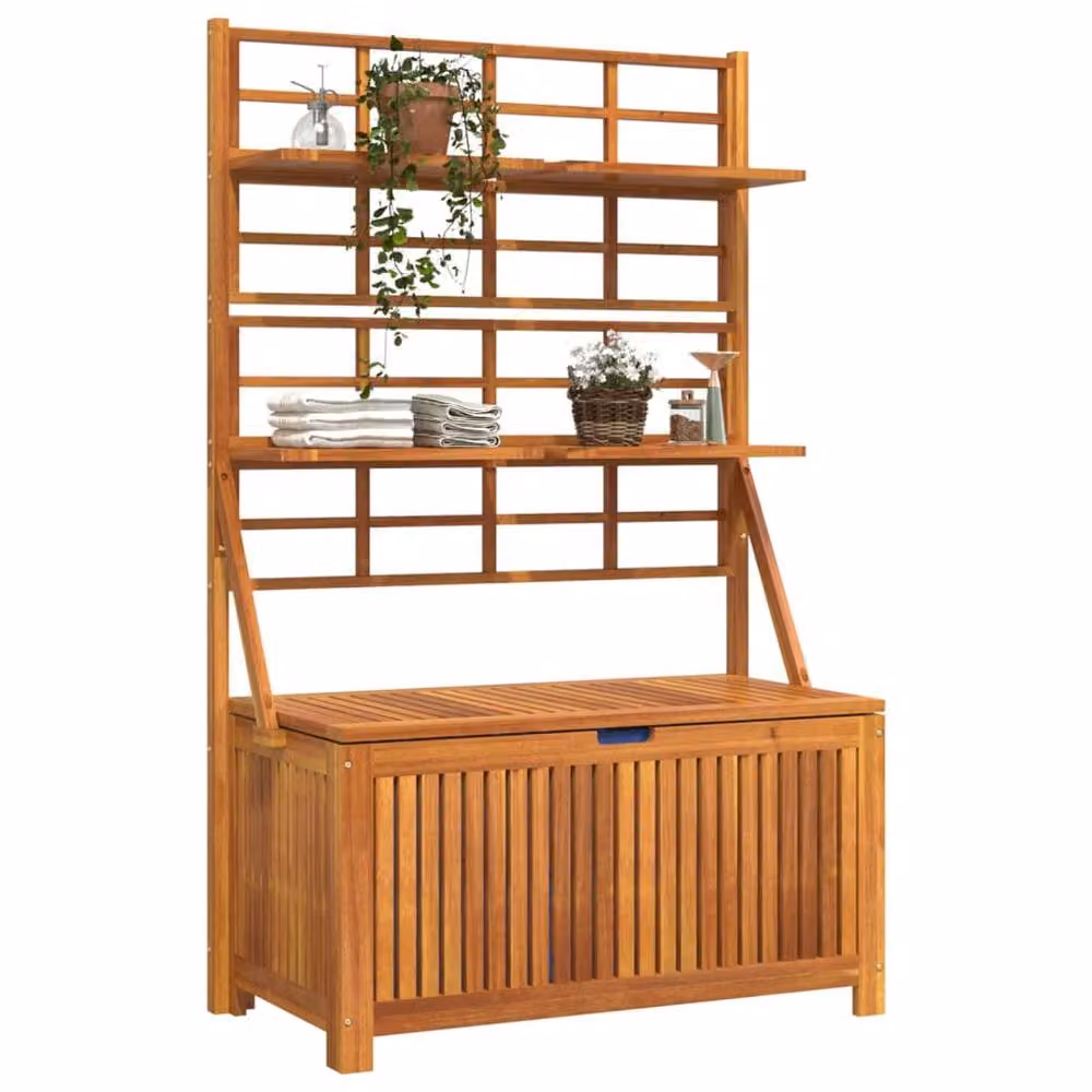 Berkfield Home Brown Acacia Wood Garden Storage Box with Trellis, W/D/H: 99 x 50 x 160 cm – 3