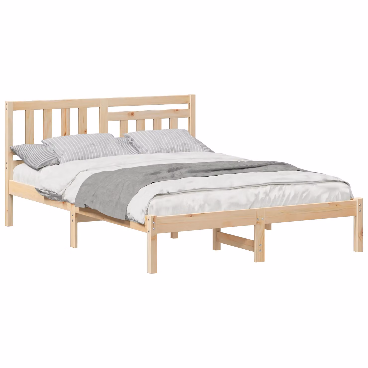 Berkfield Home Solid Pine Wood Bed with Headboard, Brown, W: 120 cm, L: 200 cm – 2