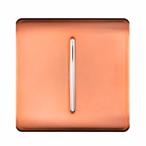 Trendi 1 Gang 2 Way Single Electrical Wall Light Switch with Screwless Raised Plastic Front Plate and Chrome Rocker in Copper – 1