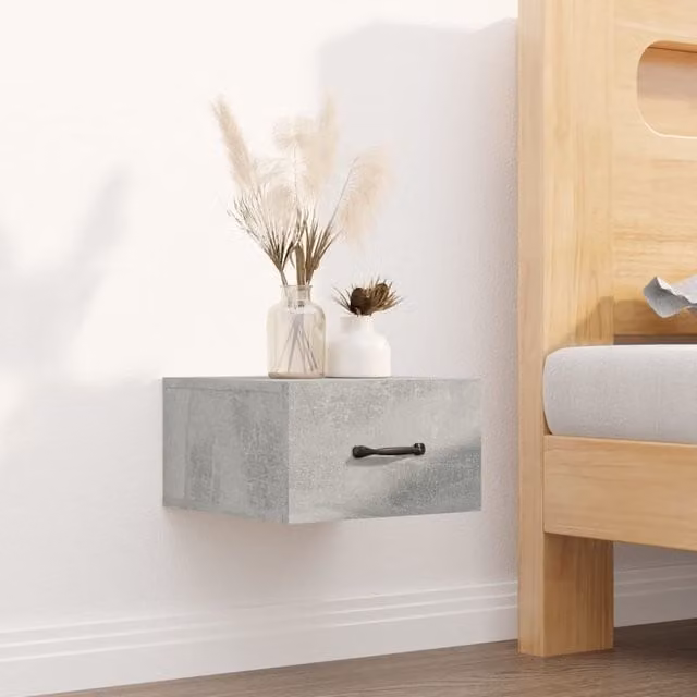 Berkfield Home Wall-mounted Bedside Cabinet in Concrete Grey, W/D/H: 35 x 35 x 20 cm