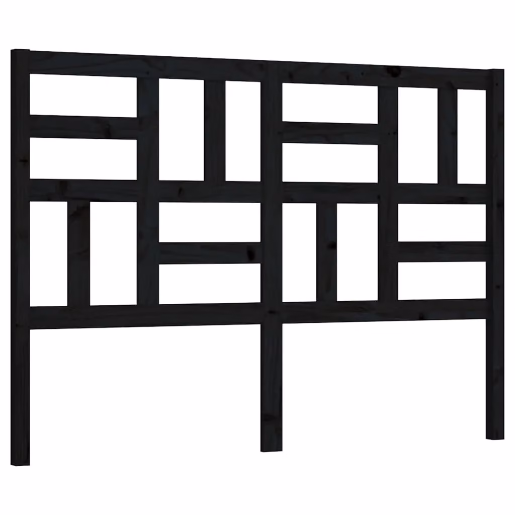 Berkfield Home Black Rustic Solid Pine Bed Headboard W: 126 cm, D: 4 cm, H: 104 cm – 2