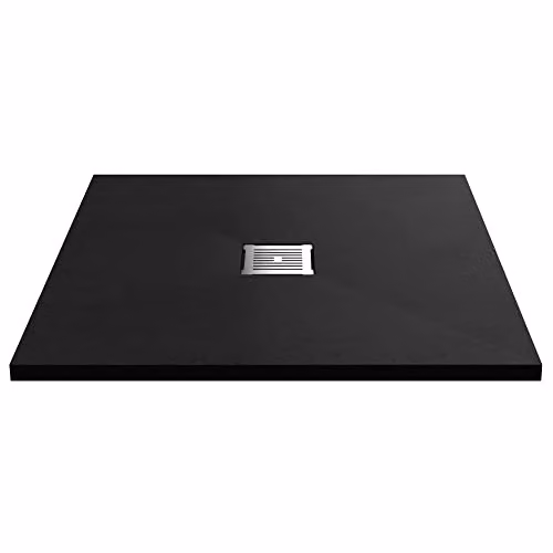 nuie NLT91010 Modern Slimline Square Bathroom Shower Tray, W x W: 90 x 90 cm, Slate Black