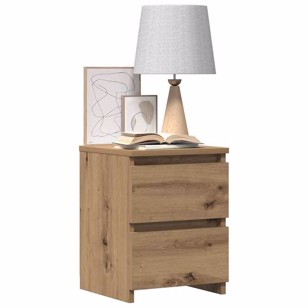 Berkfield Home Artisan Oak Bedside Cabinet in Brown, W/D/H: 30 x 30 x 40 cm – 4