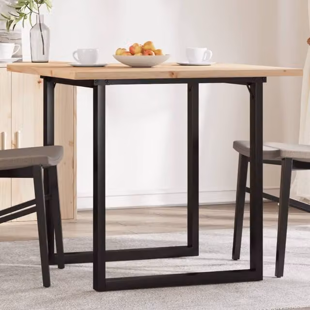Berkfield Home O-Frame Square Dining Table in Brown Solid Pine and Steel, W: 80 cm, D: 80 cm, H: 75.5 cm