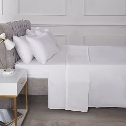 Rapport Home White 180TC Percale Flat Sheet, 274 x 200 cm