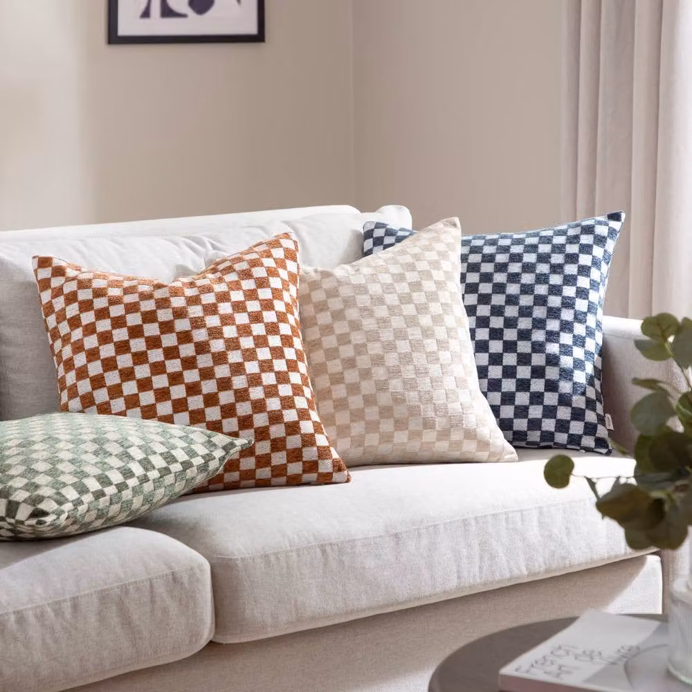 HOEM Larro Chenille Checkerboard Decorative Cushion in Copper, 45 x 45 cm – 4