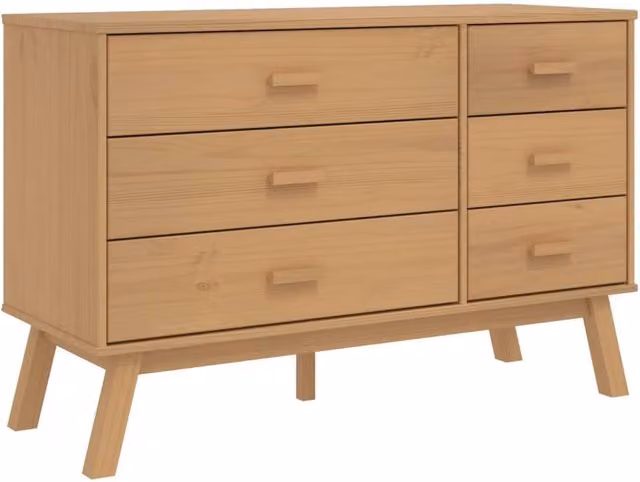 Berkfield Home OLDEN Freestanding Drawer Cabinet in Tan Brown Solid Wood Pine