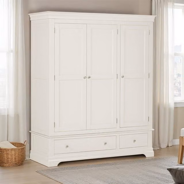 Seconique Bordeaux 3 Door Wardrobe with Drawers in Ivory