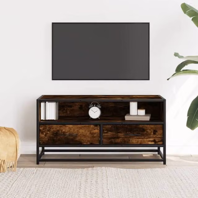 Berkfield Home TV Cabinet in Smoked Oak and Brown, W/D/H: 80 x 34.5 x 40 cm – 1