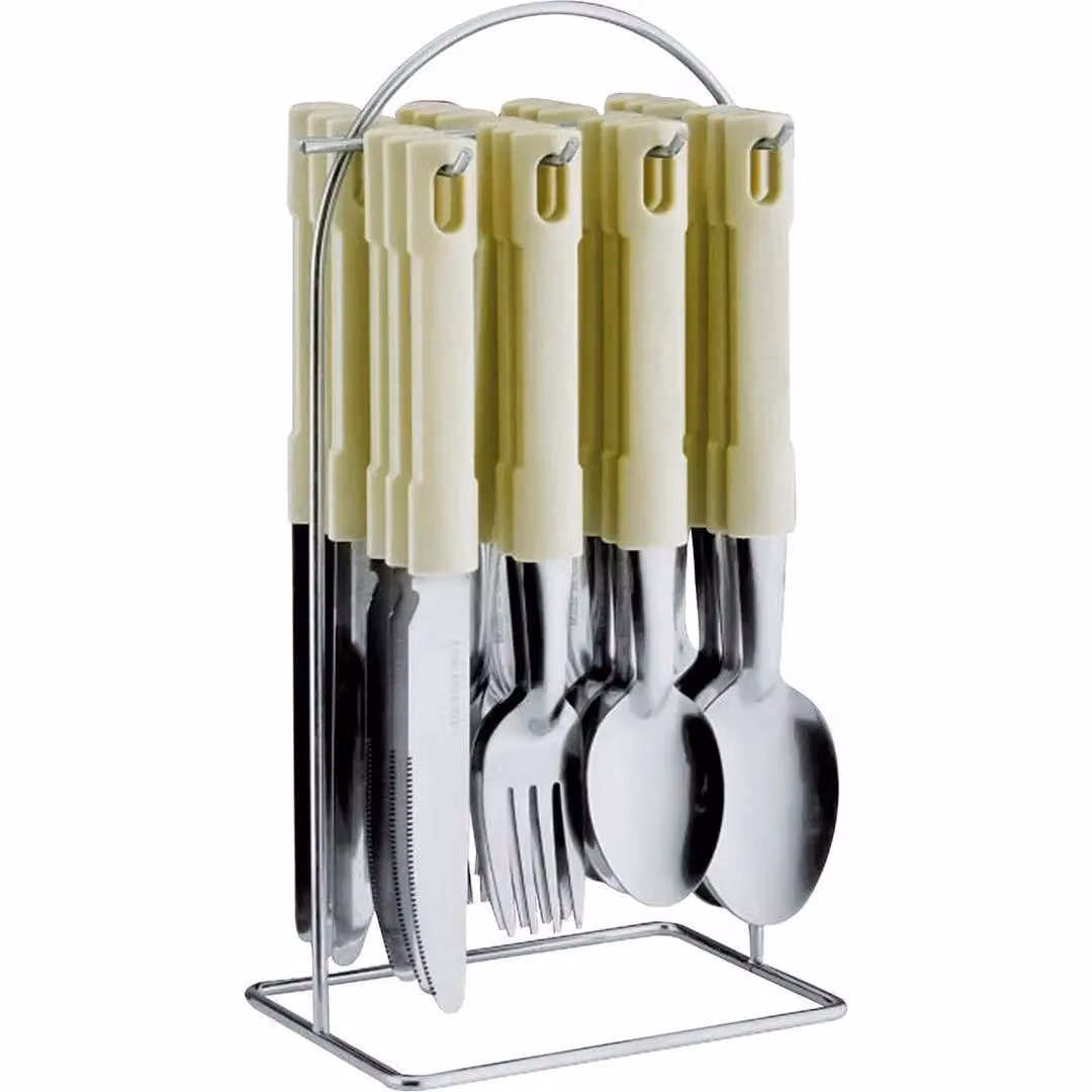 Vogrex 24-Piece Polished Stainless Steel Cutlery Dinner Set in Beige with Case – 2