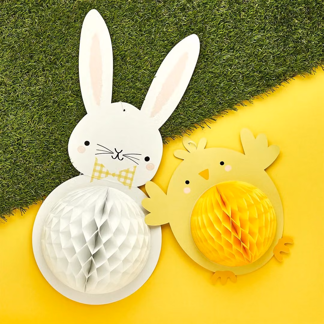 Club Green Bunny and Chick Easter Honeycomb Hanging Decorations, Pack of 2, Multicolour Paper – 2