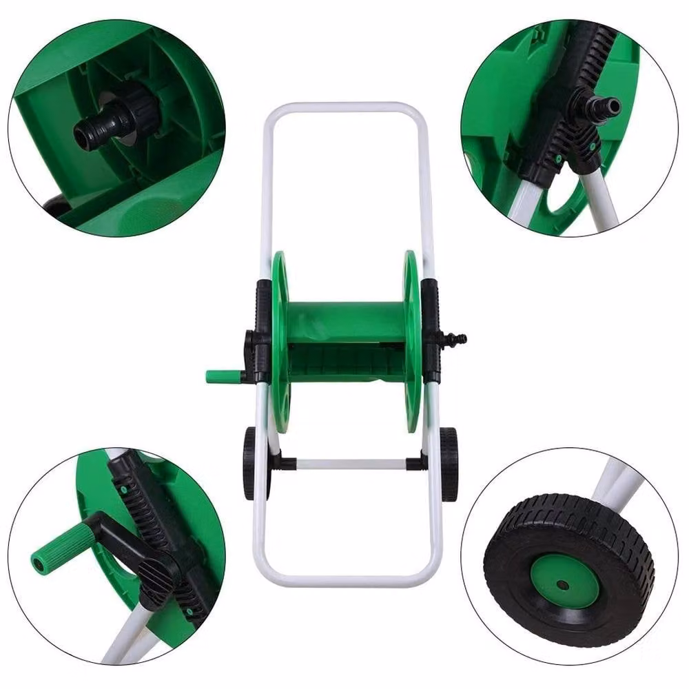 KORVIXA Freestanding Garden Hose Reel Trolley Cart in Green Steel – 2