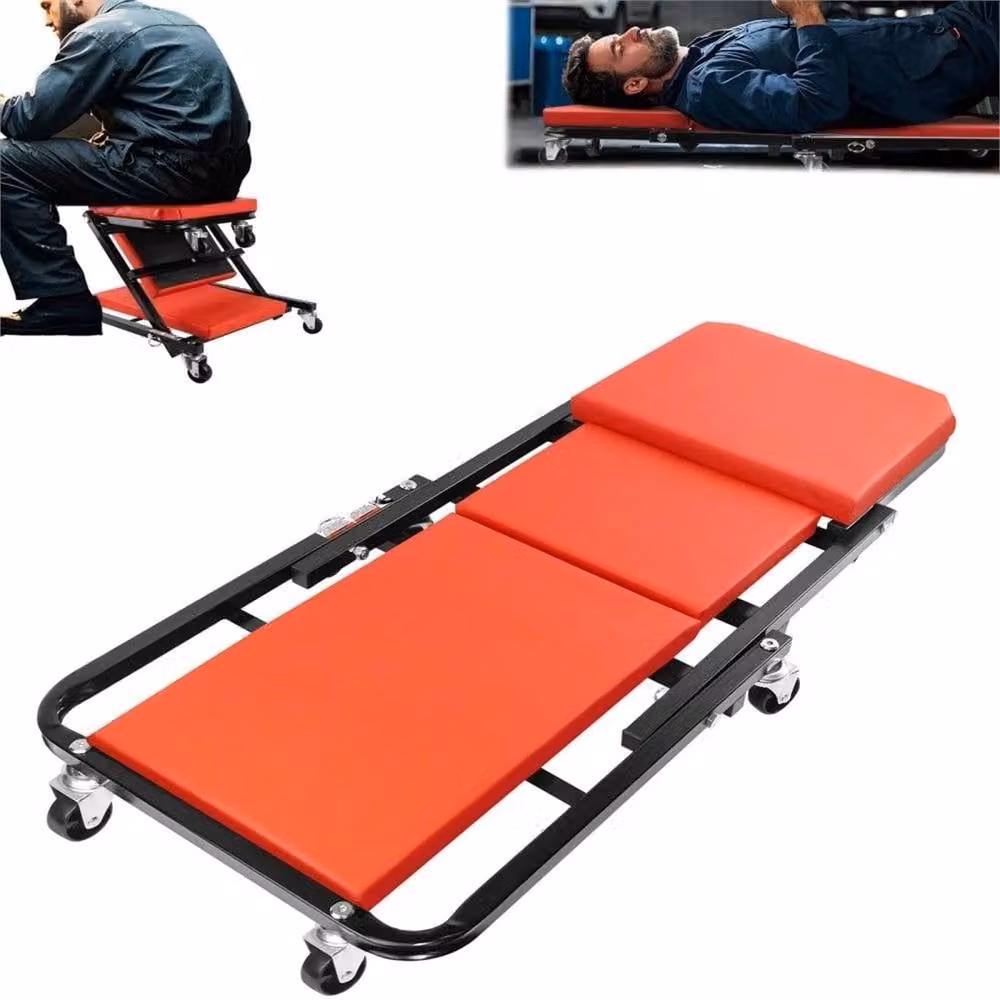Nordara 2-in-1 Mechanics Folding Rolling Stool in Red – 6