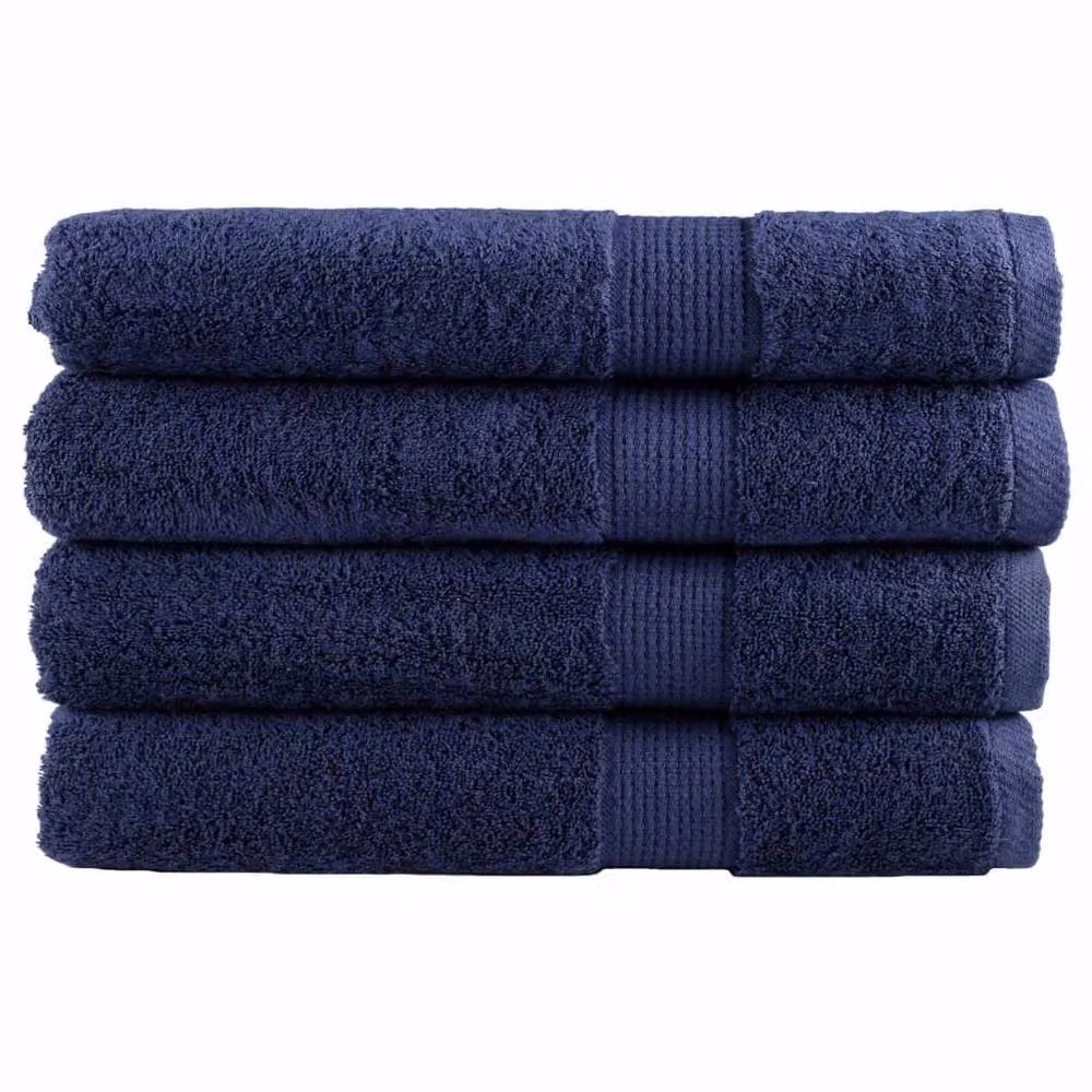 Berkfield Home SOLUND Premium Cotton Terry Towel Set, 4 Pieces, Navy Blue, W: 100 cm, L: 200 cm, 600gsm – 2