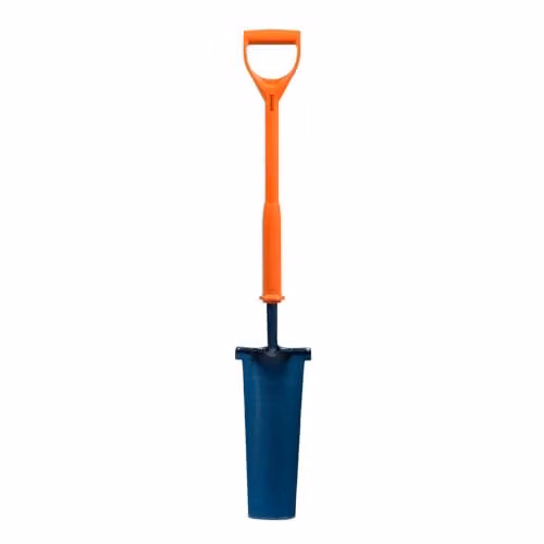 PDL Pegdev Shocksafe Insulated Newcastle Drainer Grafter Spade, 16 inch BS8020 Threaded Shovel for Deep Trenches, Channels and Post Holes in Blue and Orange – 1
